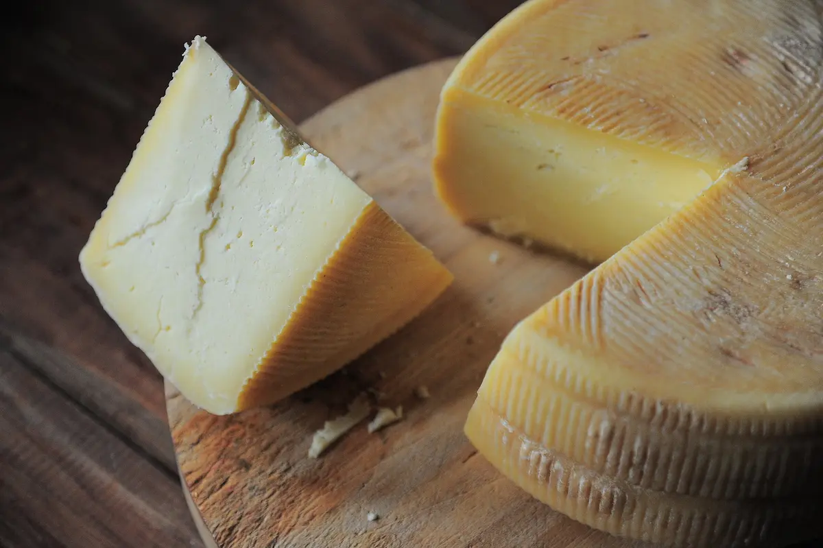 Yellow sheep cheese ripened naturally from Petrov Farm